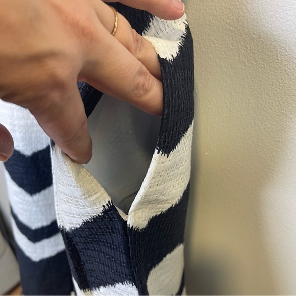 Taylor Chevron Zig Zag Jacquard Black White Fit Flare Dress Size 4 - Picture 10 of 15